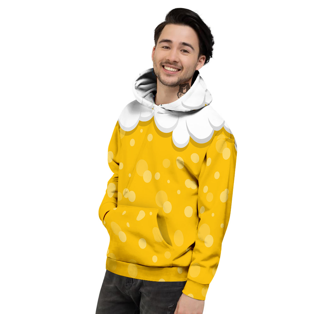 Beer Foam And Bubbles Cartoon Print Men's Hoodie-grizzshop