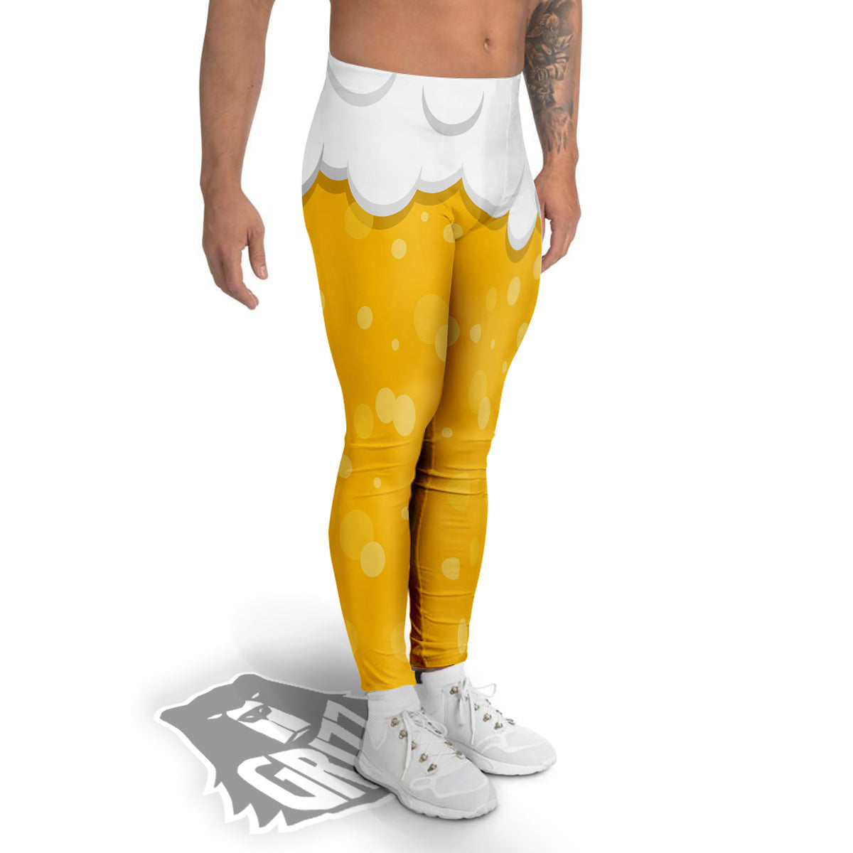 Beer Foam And Bubbles Cartoon Print Men's Leggings-grizzshop