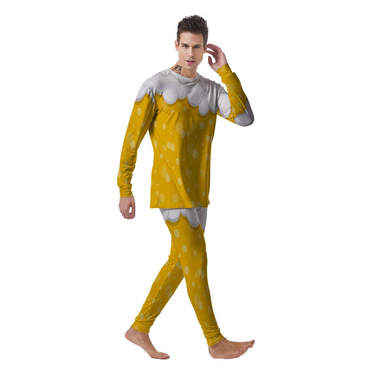 Beer Foam And Bubbles Cartoon Print Men's Pajamas-grizzshop