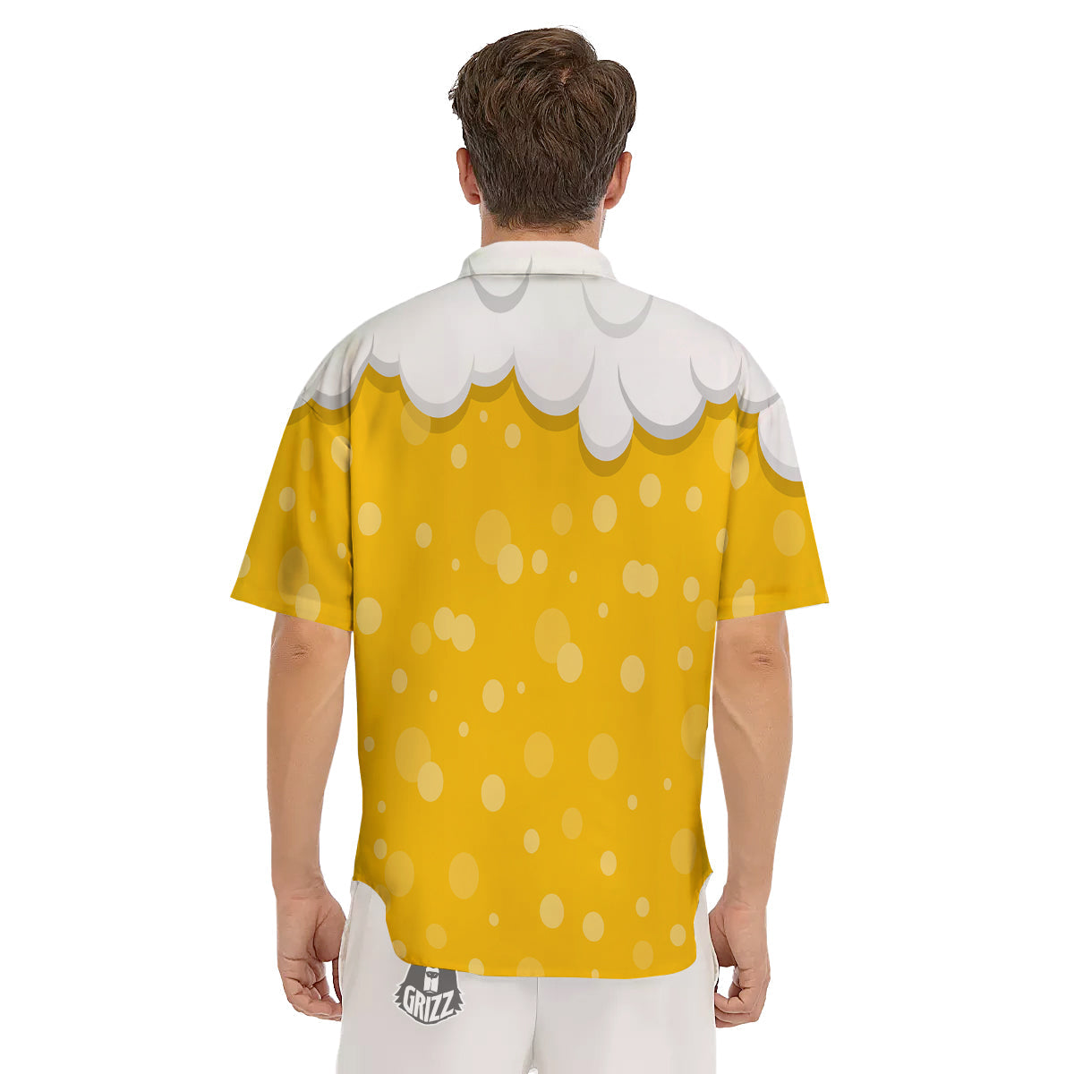 Beer Foam And Bubbles Cartoon Print Men's Short Sleeve Shirts-grizzshop