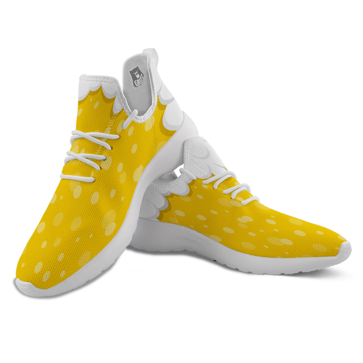 Beer Foam And Bubbles Cartoon Print White Athletic Shoes-grizzshop