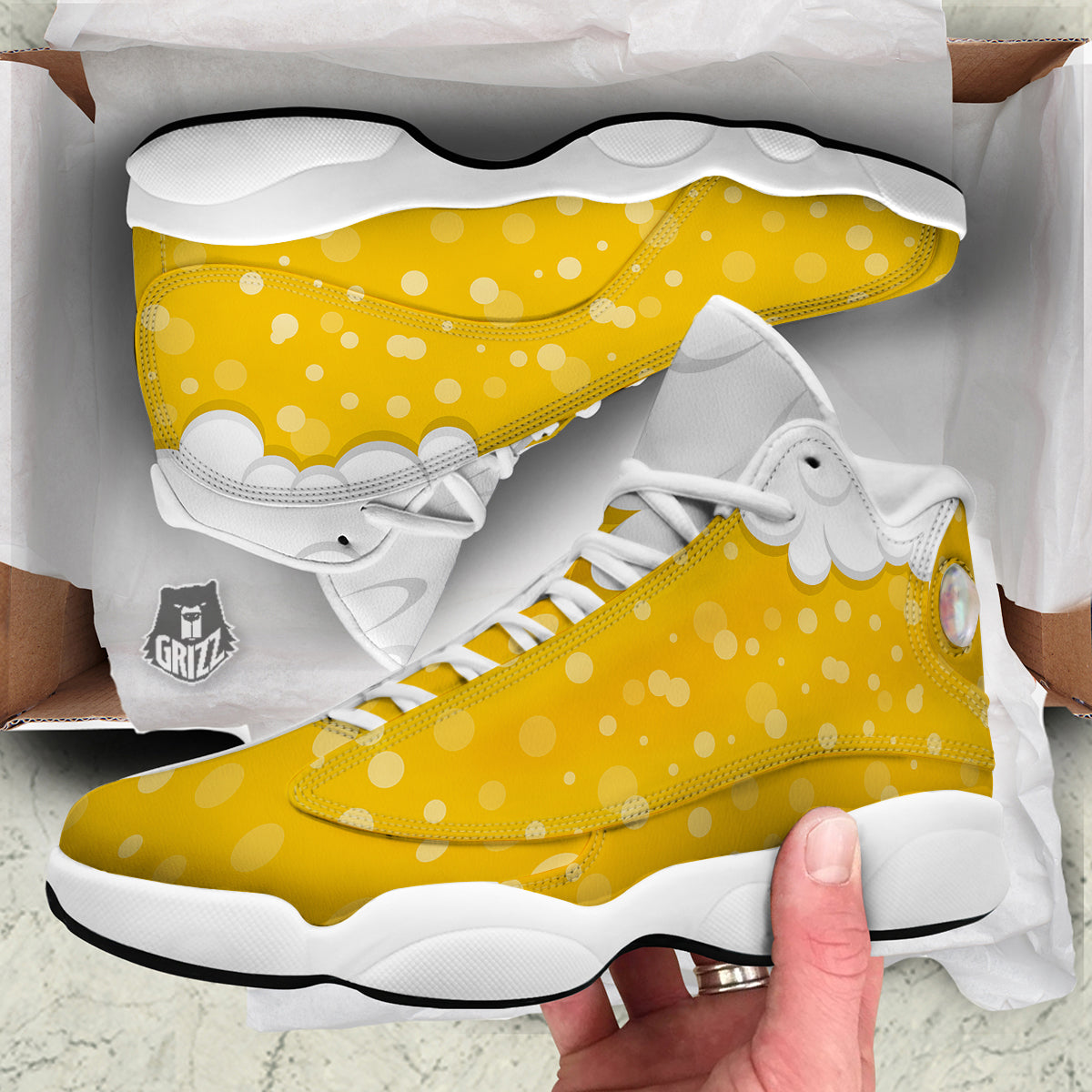Beer Foam And Bubbles Cartoon Print White Basketball Shoes-grizzshop