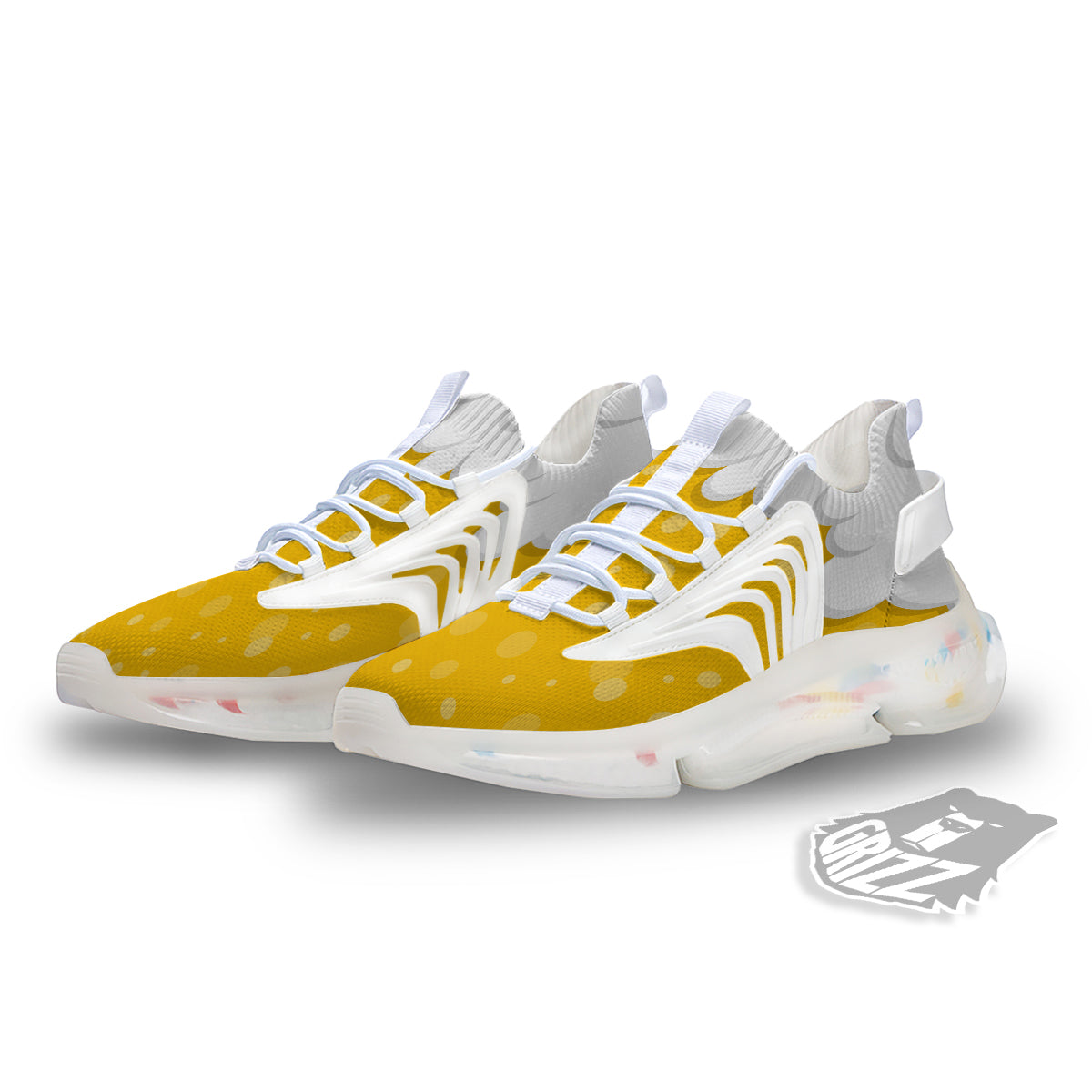 Beer Foam And Bubbles Cartoon Print White Gym Shoes-grizzshop