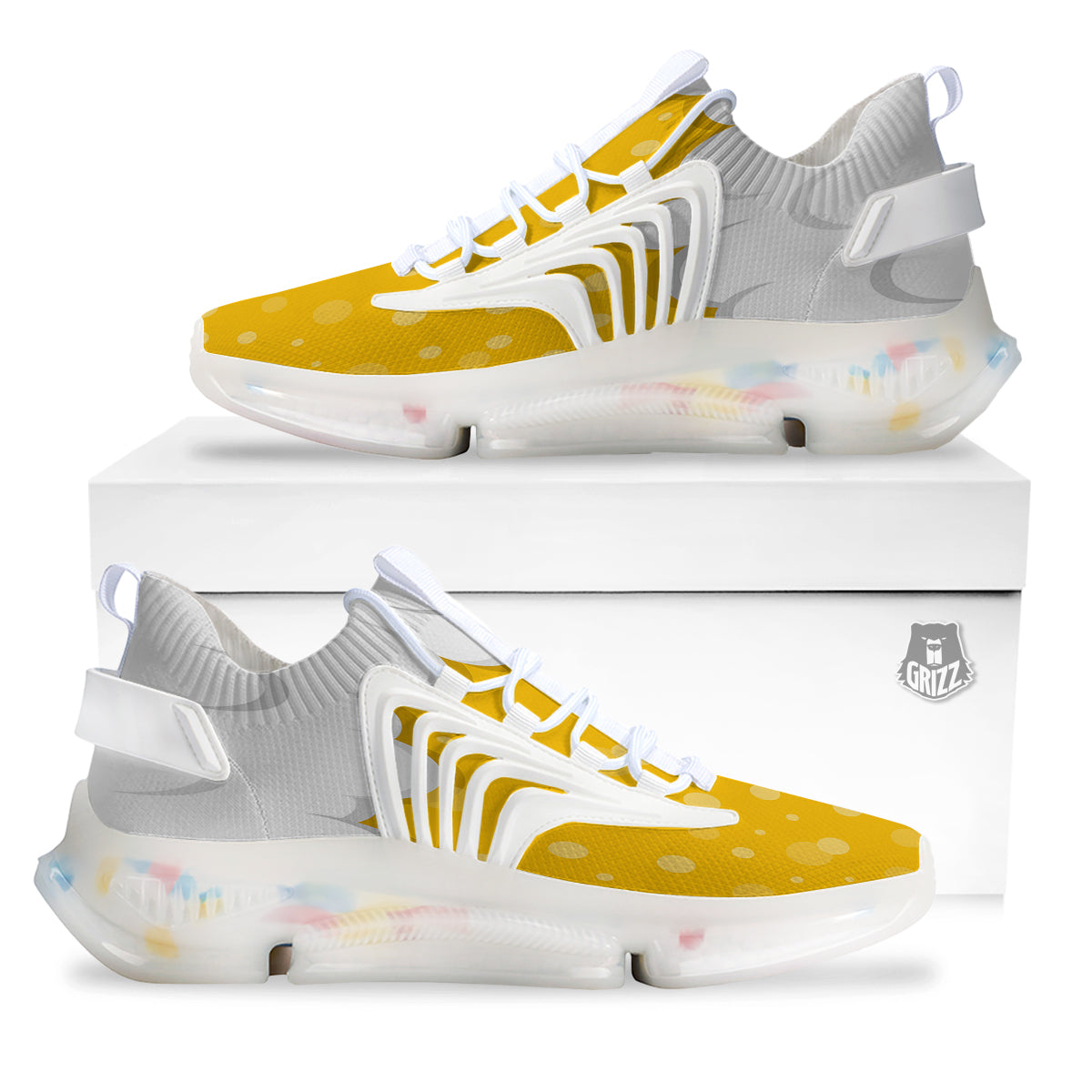 Beer Foam And Bubbles Cartoon Print White Gym Shoes-grizzshop