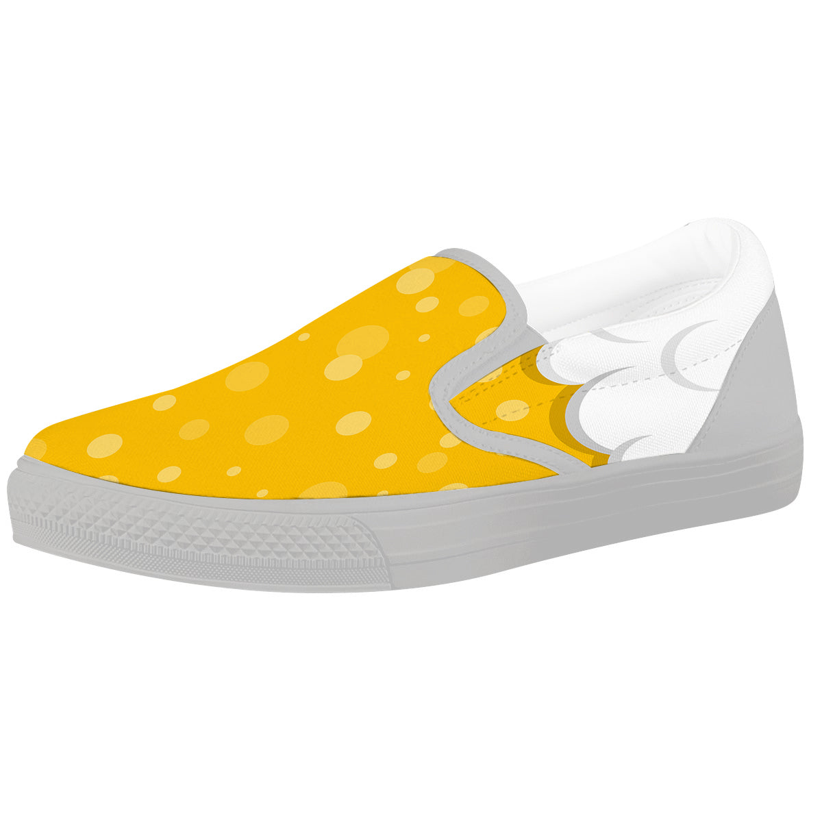 Beer Foam And Bubbles Cartoon Print White Slip On Shoes-grizzshop