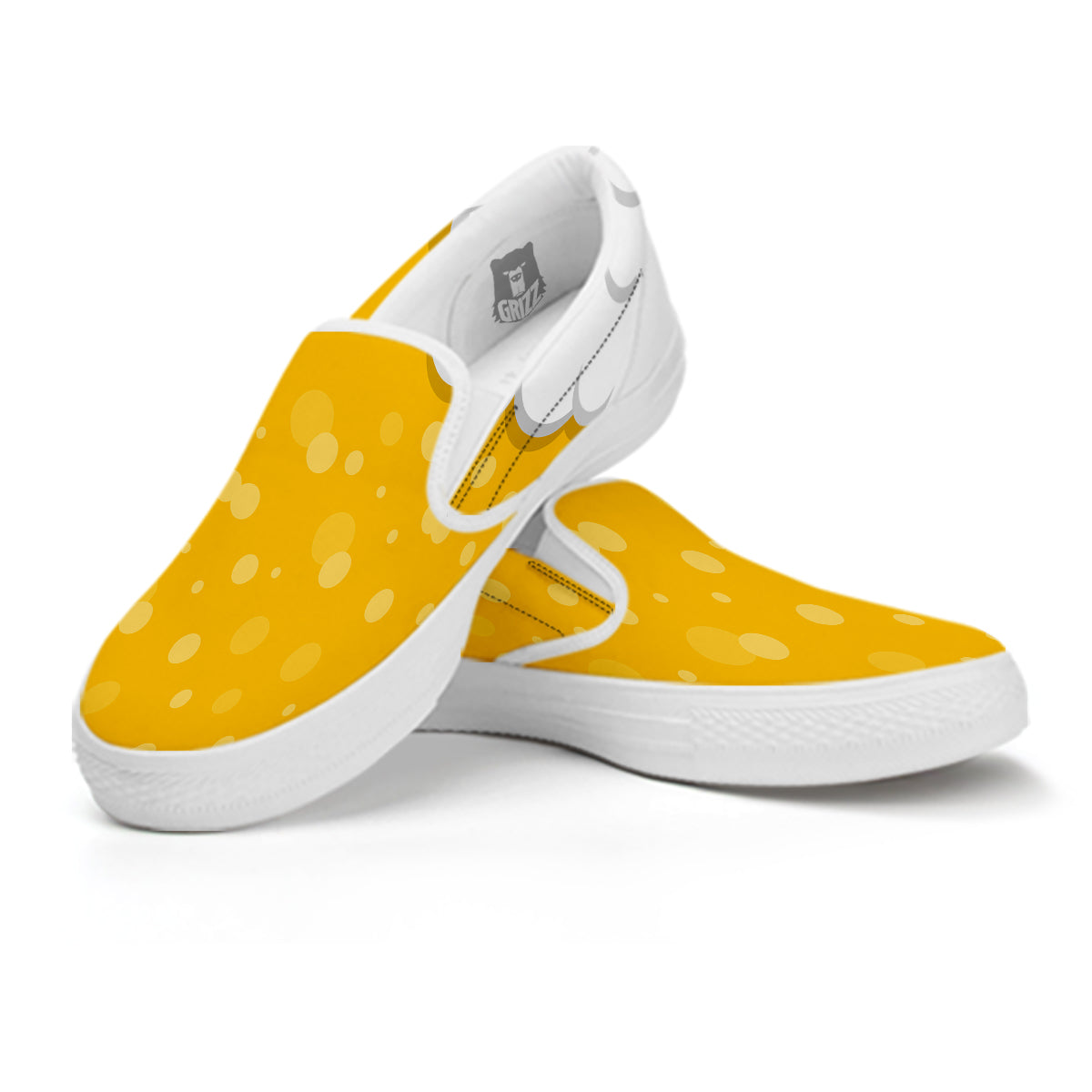 Beer Foam And Bubbles Cartoon Print White Slip On Shoes-grizzshop