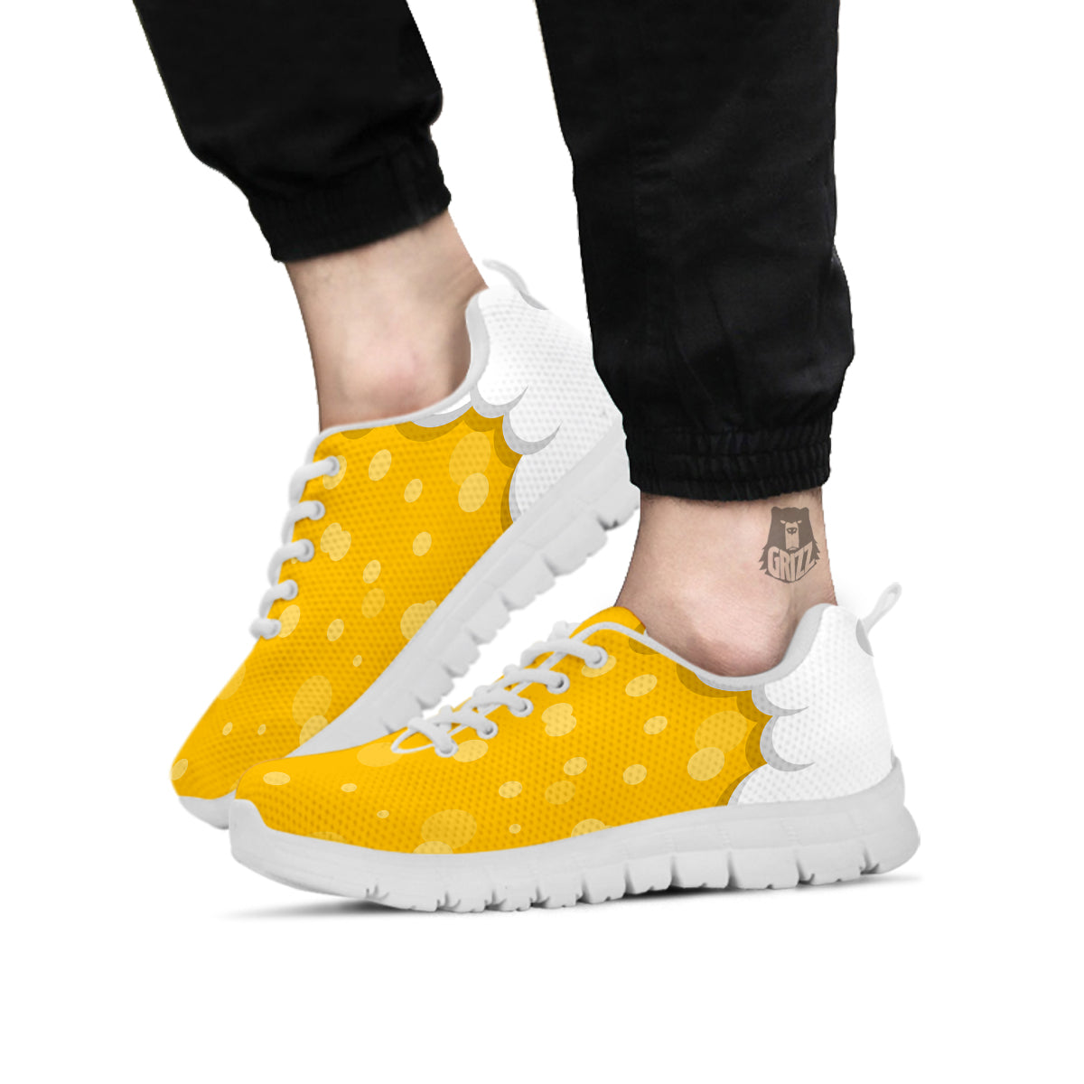 Beer Foam And Bubbles Cartoon Print White Sneaker-grizzshop