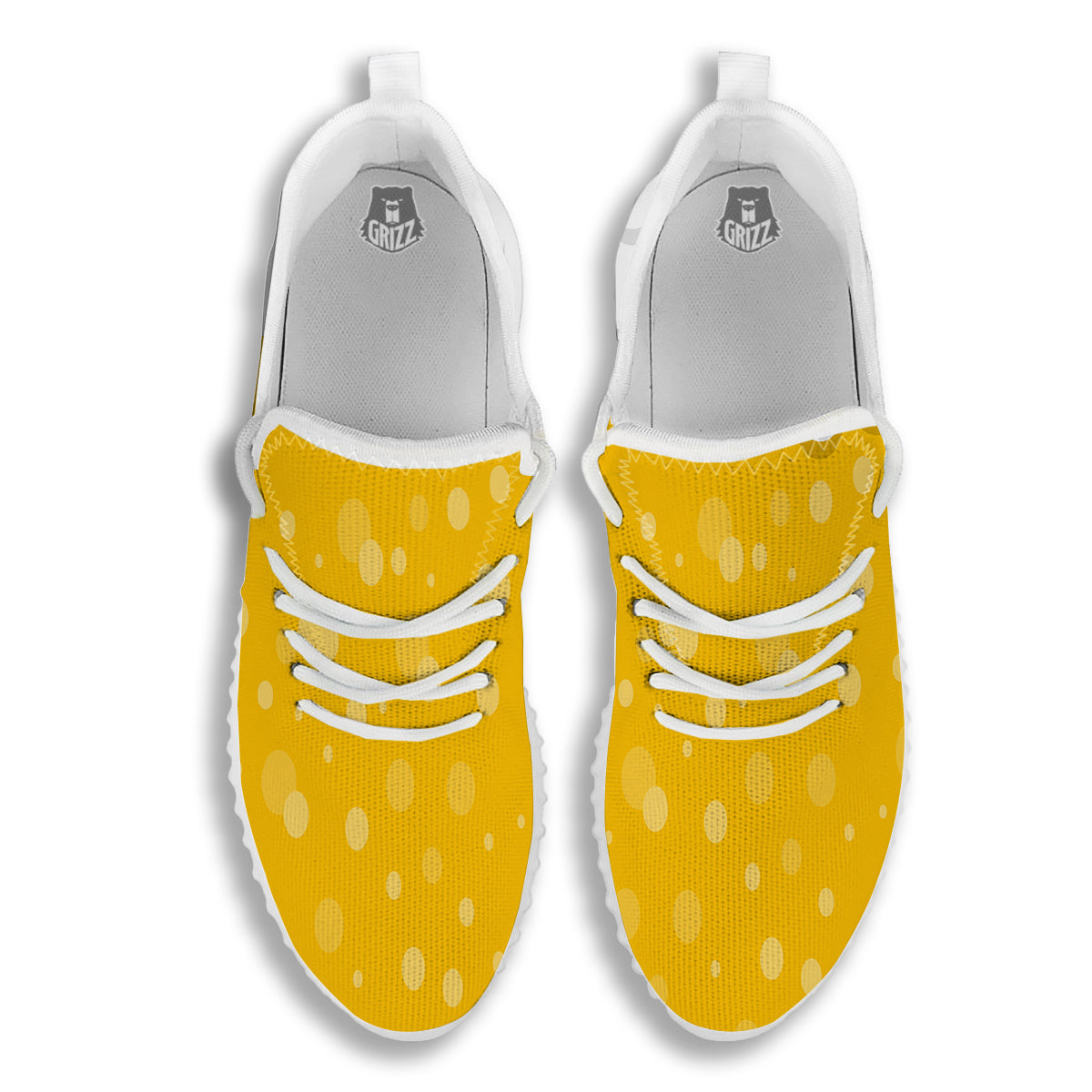 Beer Foam And Bubbles Cartoon Print White Walking Shoes-grizzshop