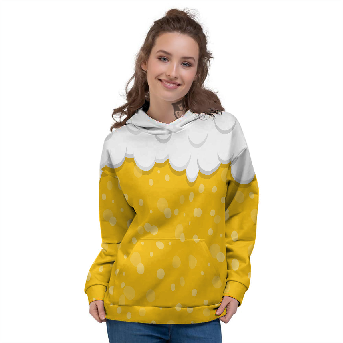 Beer Foam And Bubbles Cartoon Print Women's Hoodie-grizzshop