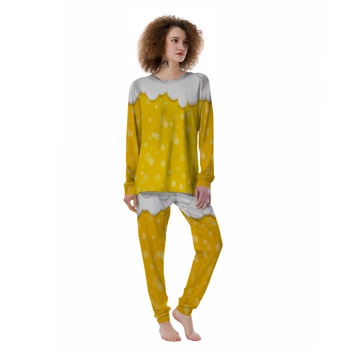 Beer Foam And Bubbles Cartoon Print Women's Pajamas-grizzshop