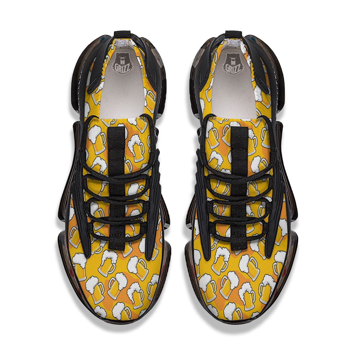 Beer Mug Pattern Print Black Gym Shoes-grizzshop