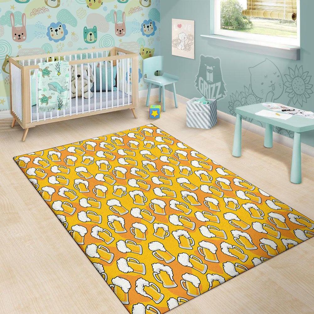 Beer Mug Pattern Print Floor Mat-grizzshop