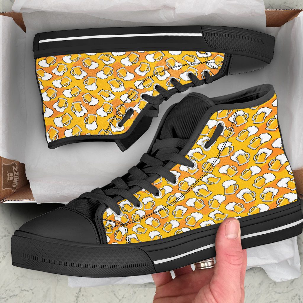 Beer Mug Pattern Print High Top Shoes-grizzshop
