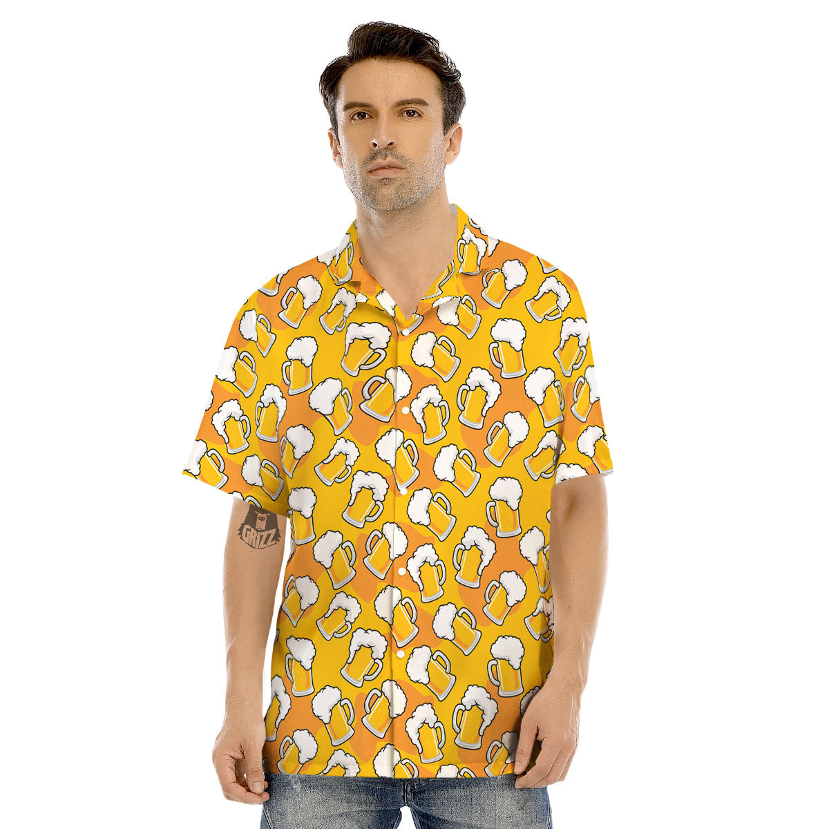 Beer Mug Pattern Print Men's Hawaiian Shirt-grizzshop