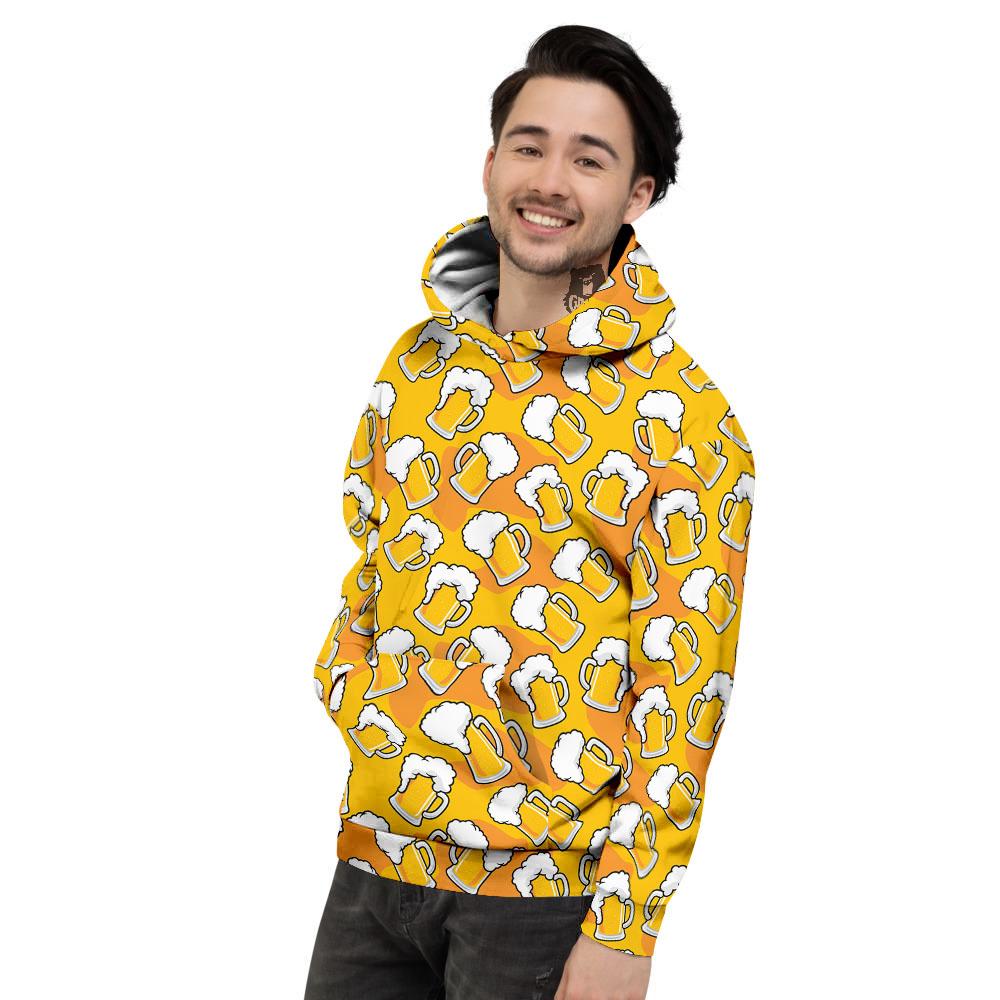 Beer Mug Pattern Print Men's Hoodie-grizzshop