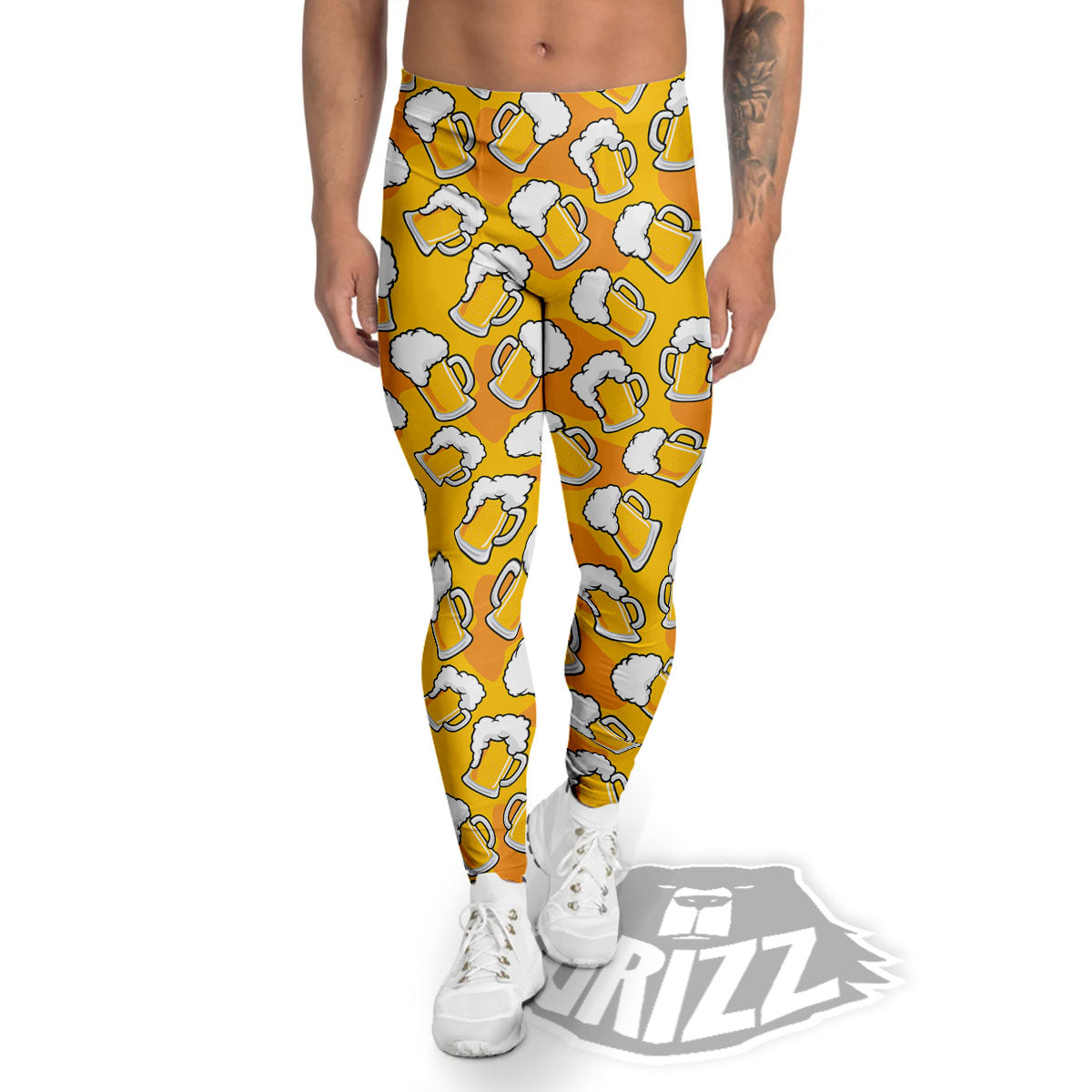 Beer Mug Pattern Print Men's Leggings-grizzshop