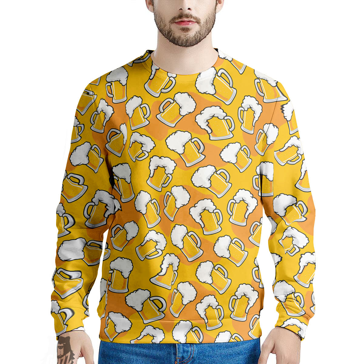 Beer Mug Pattern Print Men's Sweatshirt-grizzshop