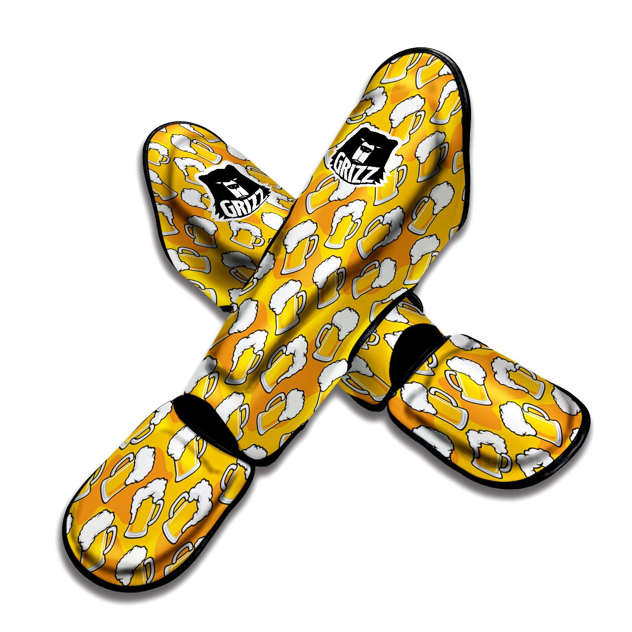 Beer Mug Pattern Print Muay Thai Shin Guards-grizzshop