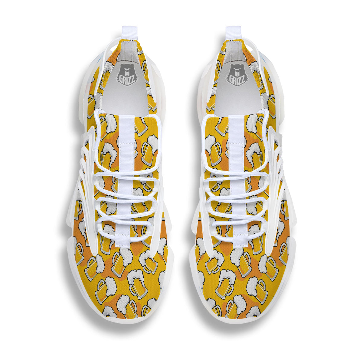 Beer Mug Pattern Print White Gym Shoes-grizzshop