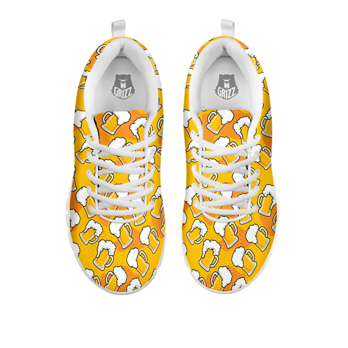 Beer Mug Pattern Print White Sneaker-grizzshop