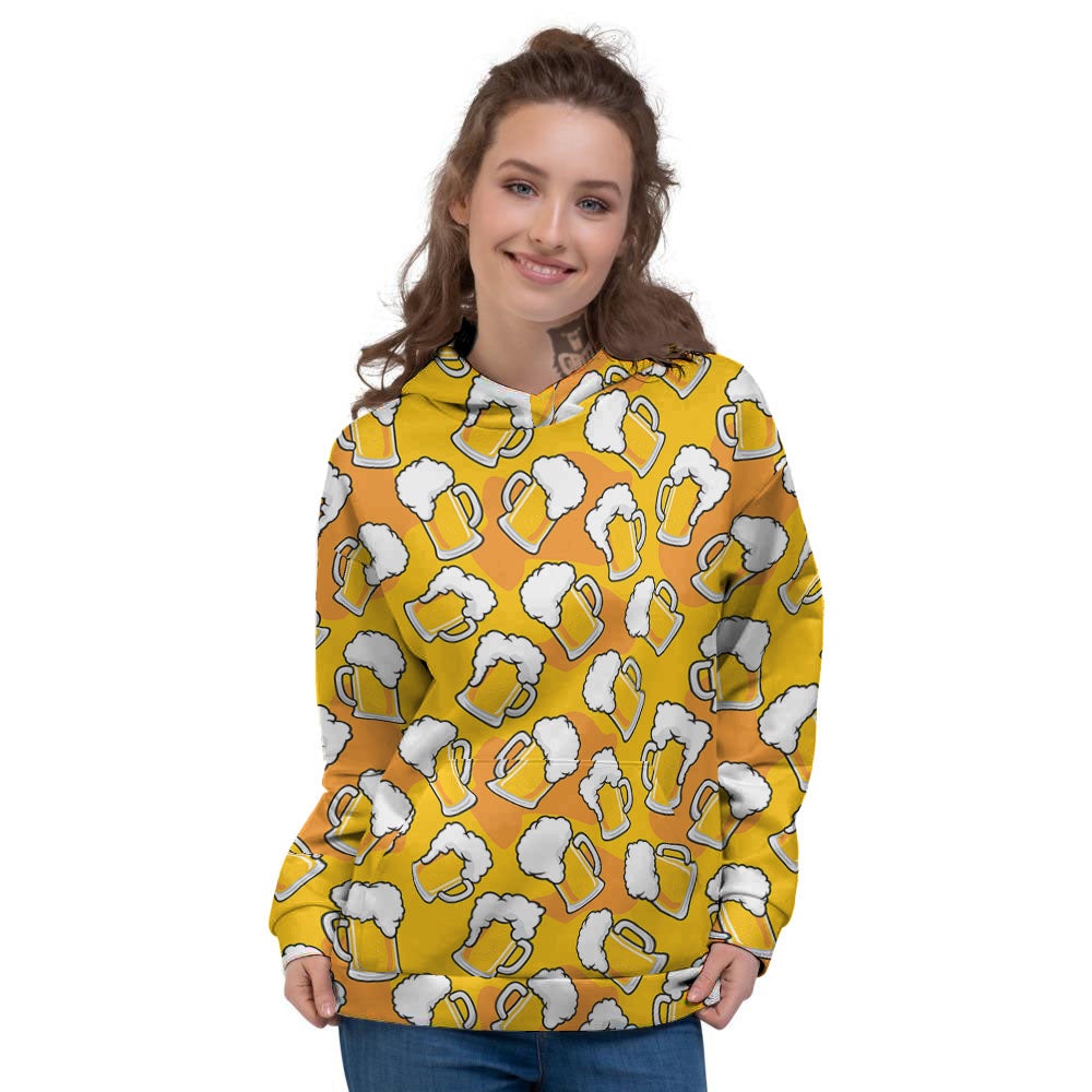 Beer Mug Pattern Print Women's Hoodie-grizzshop