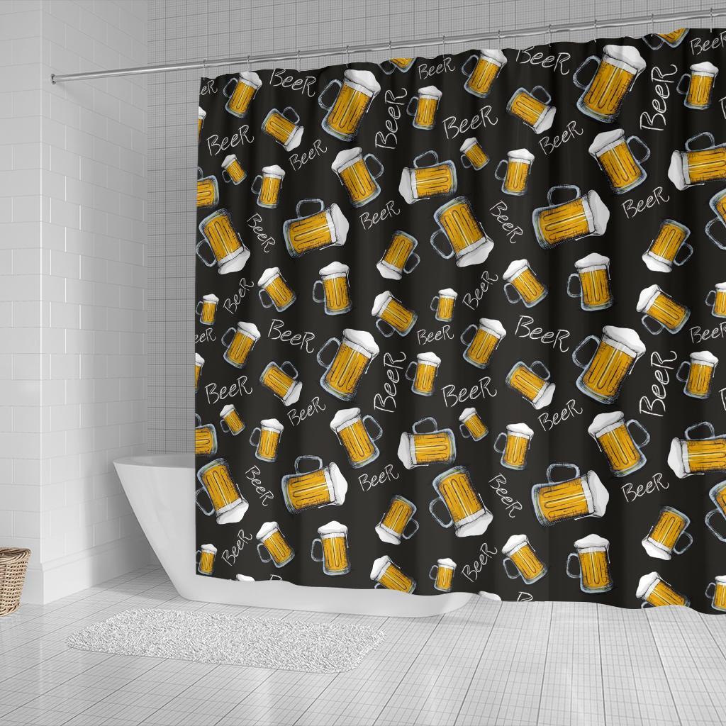 Beer Pattern Print Bathroom Shower Curtain-grizzshop