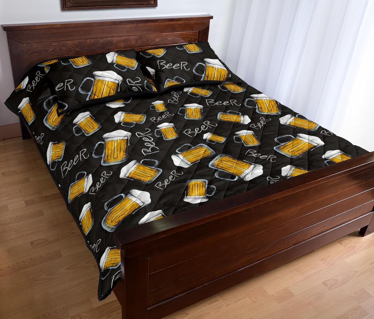 Beer Pattern Print Bed Set Quilt-grizzshop