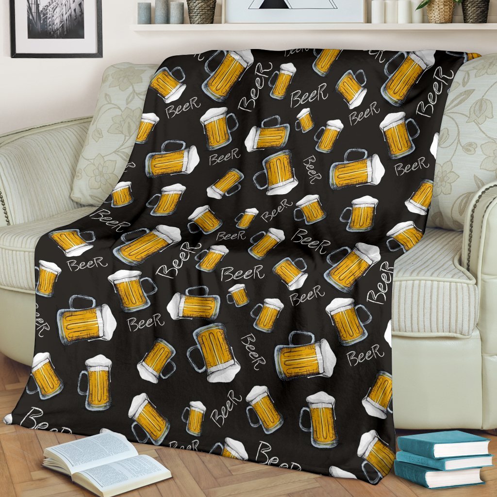 Beer Pattern Print Blanket-grizzshop