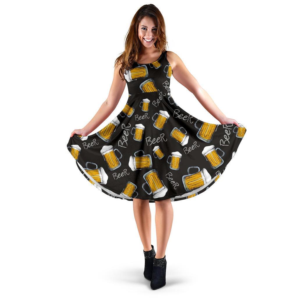 Beer Pattern Print Dress-grizzshop