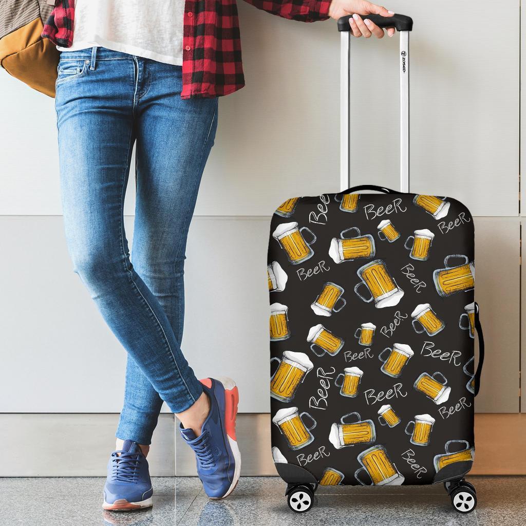 Beer Pattern Print Luggage Cover Protector-grizzshop