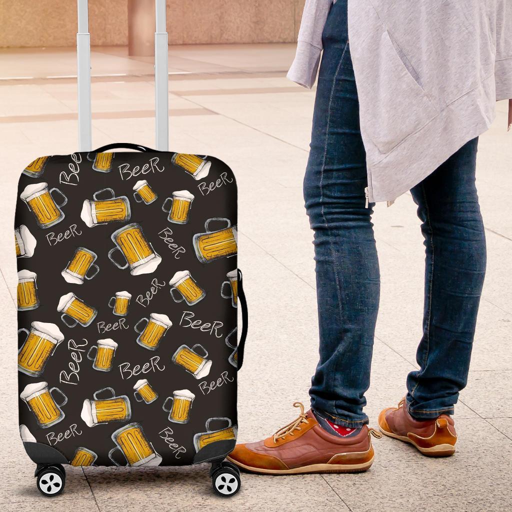 Beer Pattern Print Luggage Cover Protector-grizzshop