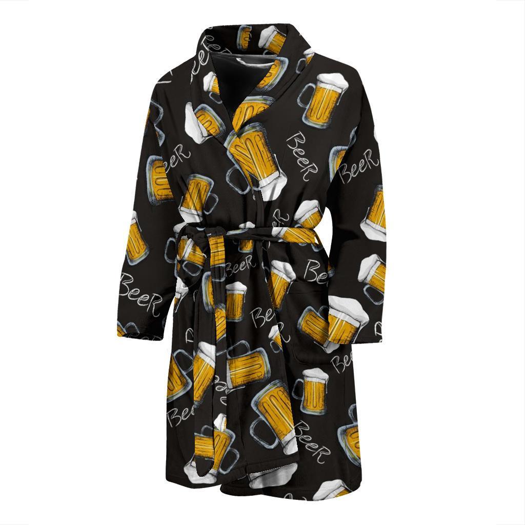 Beer Pattern Print Men Long Robe-grizzshop