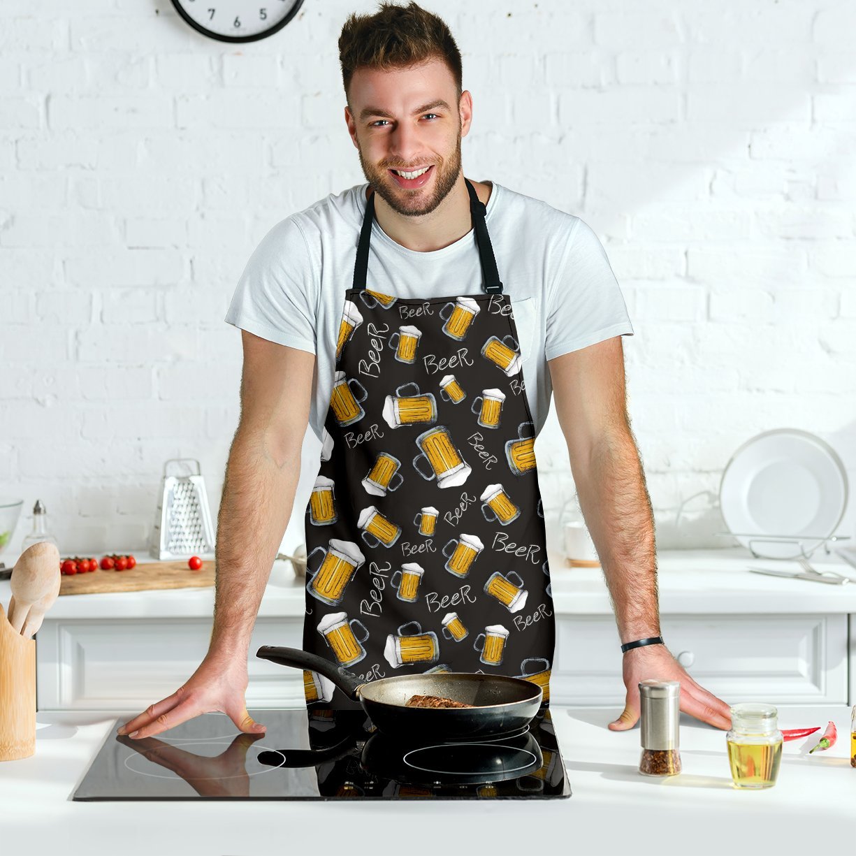 Beer Pattern Print Men's Apron-grizzshop