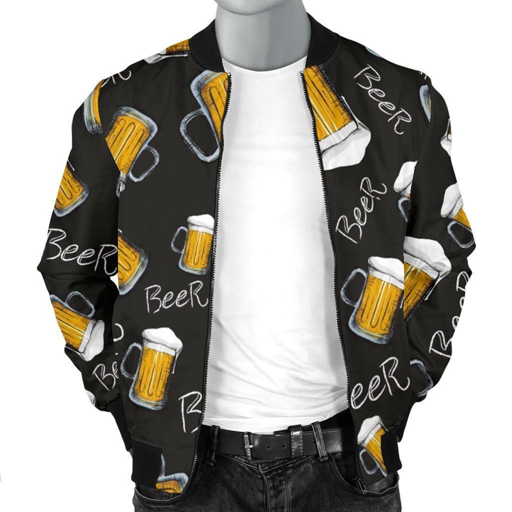 Beer Pattern Print Men's Bomber Jacket-grizzshop