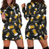 Beer Pattern Print Women Hoodie Dress-grizzshop