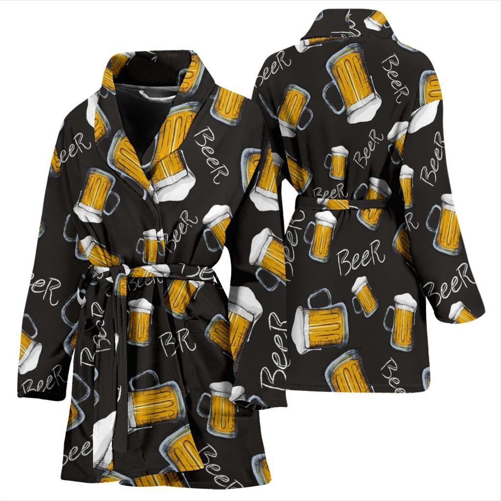 Beer Pattern Print Women Long Robe-grizzshop