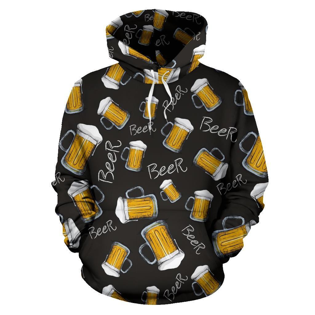 Beer Pattern Print Women Men Pullover Hoodie-grizzshop