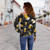 Beer Pattern Print Women Off Shoulder Sweatshirt-grizzshop