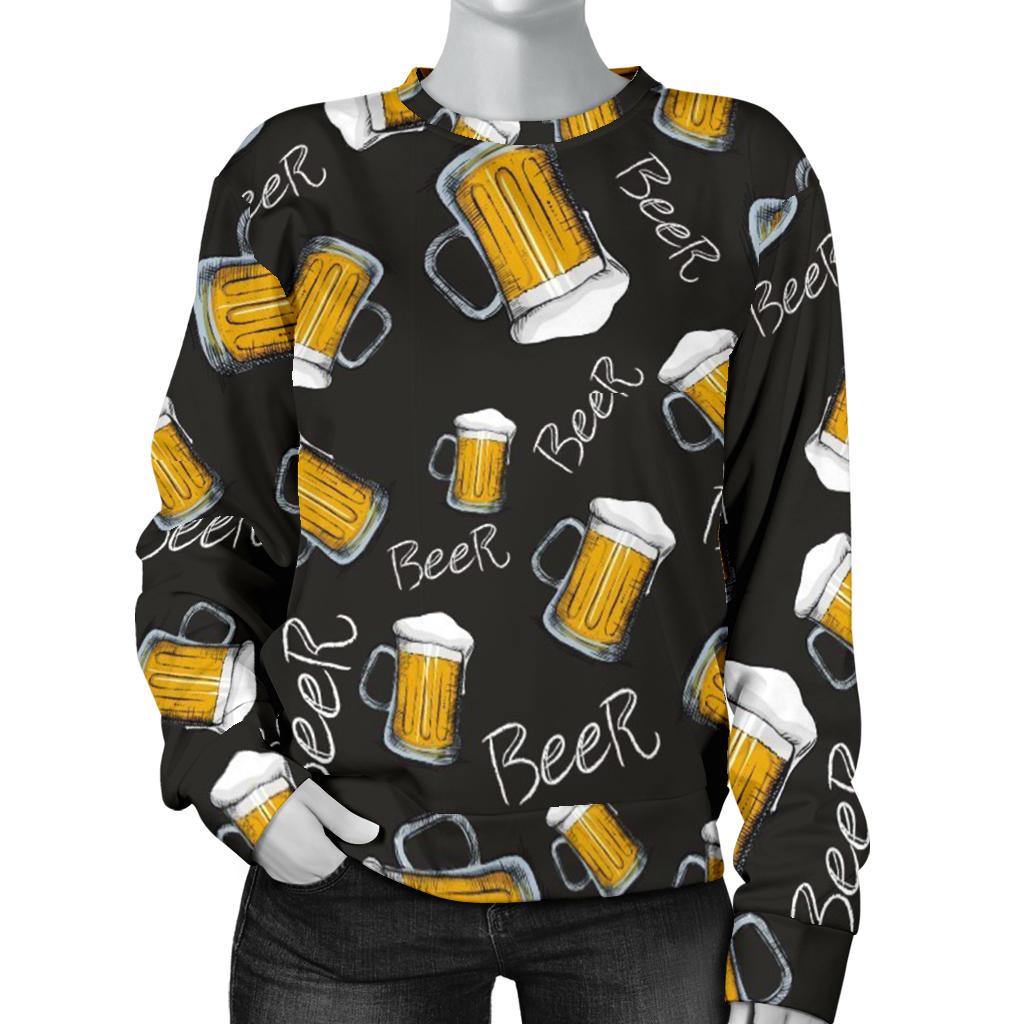 Beer Pattern Print Women's Sweatshirt-grizzshop