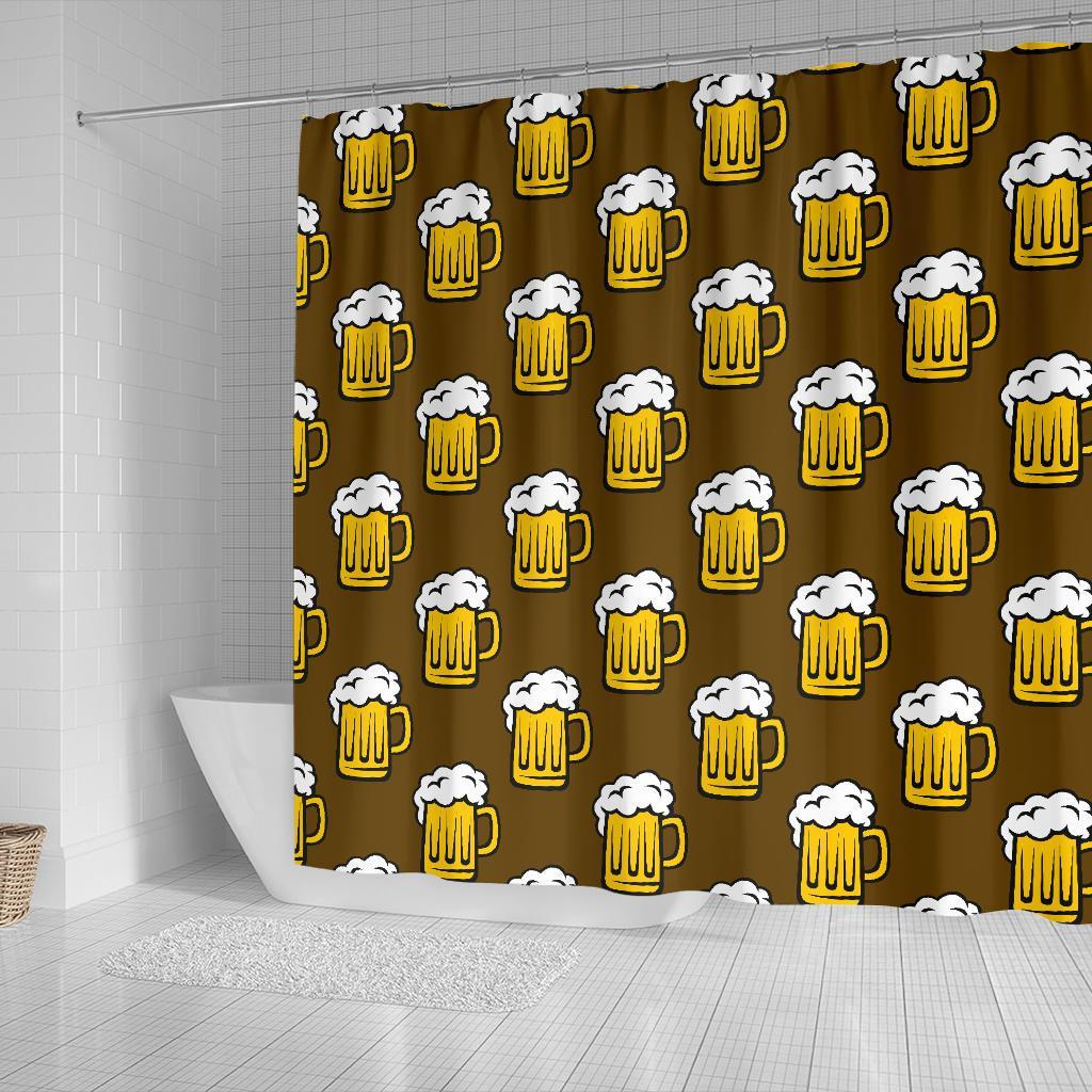 Beer Print Pattern Bathroom Shower Curtain-grizzshop