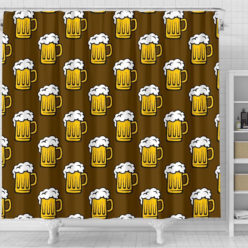 Beer Print Pattern Bathroom Shower Curtain-grizzshop