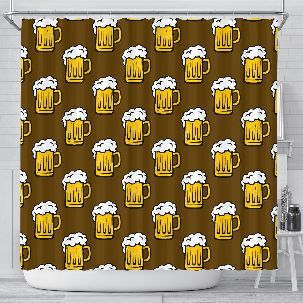 Beer Print Pattern Bathroom Shower Curtain-grizzshop