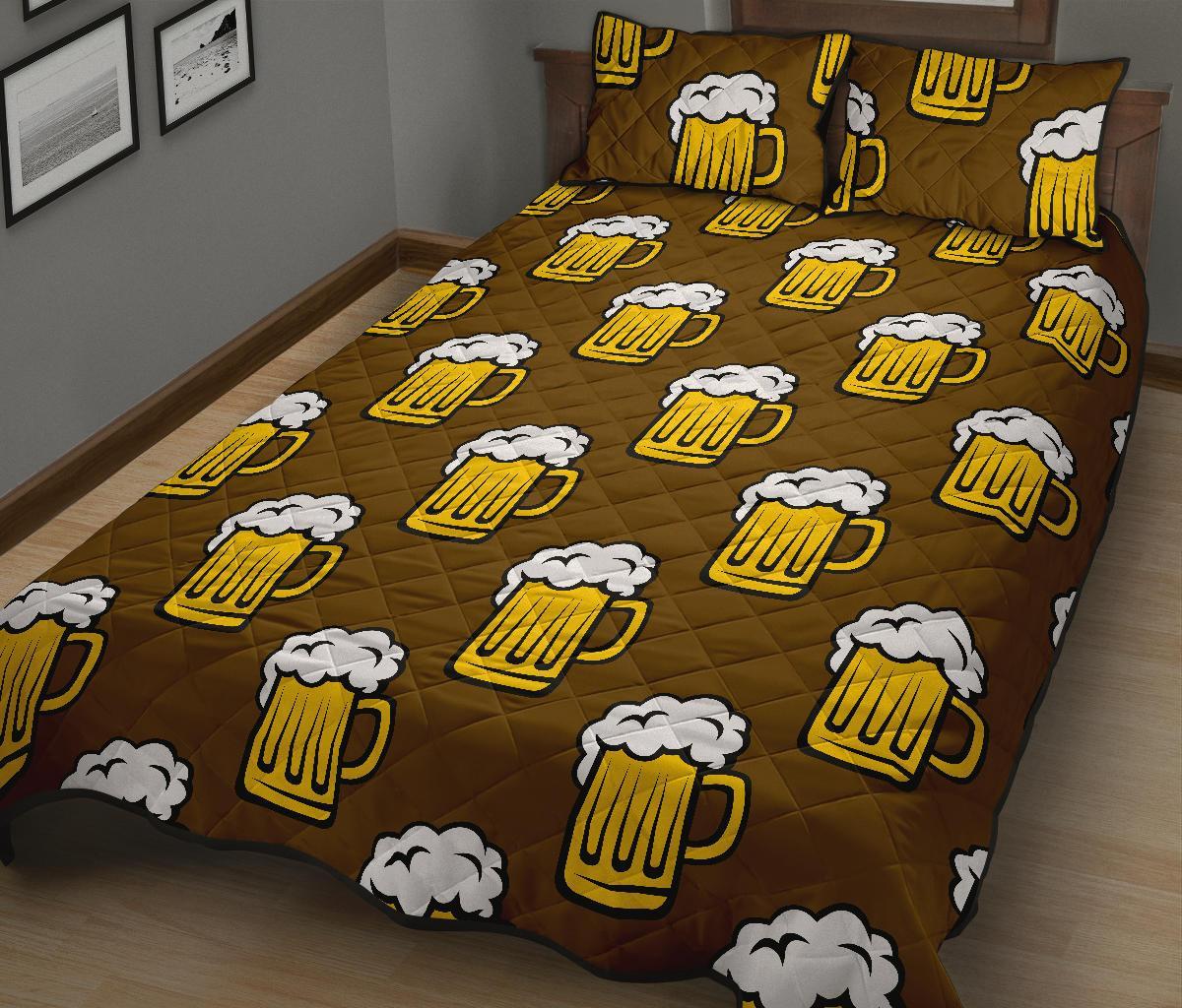 Beer Print Pattern Bed Set Quilt-grizzshop