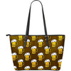 Beer Print Pattern Leather Tote Bag-grizzshop