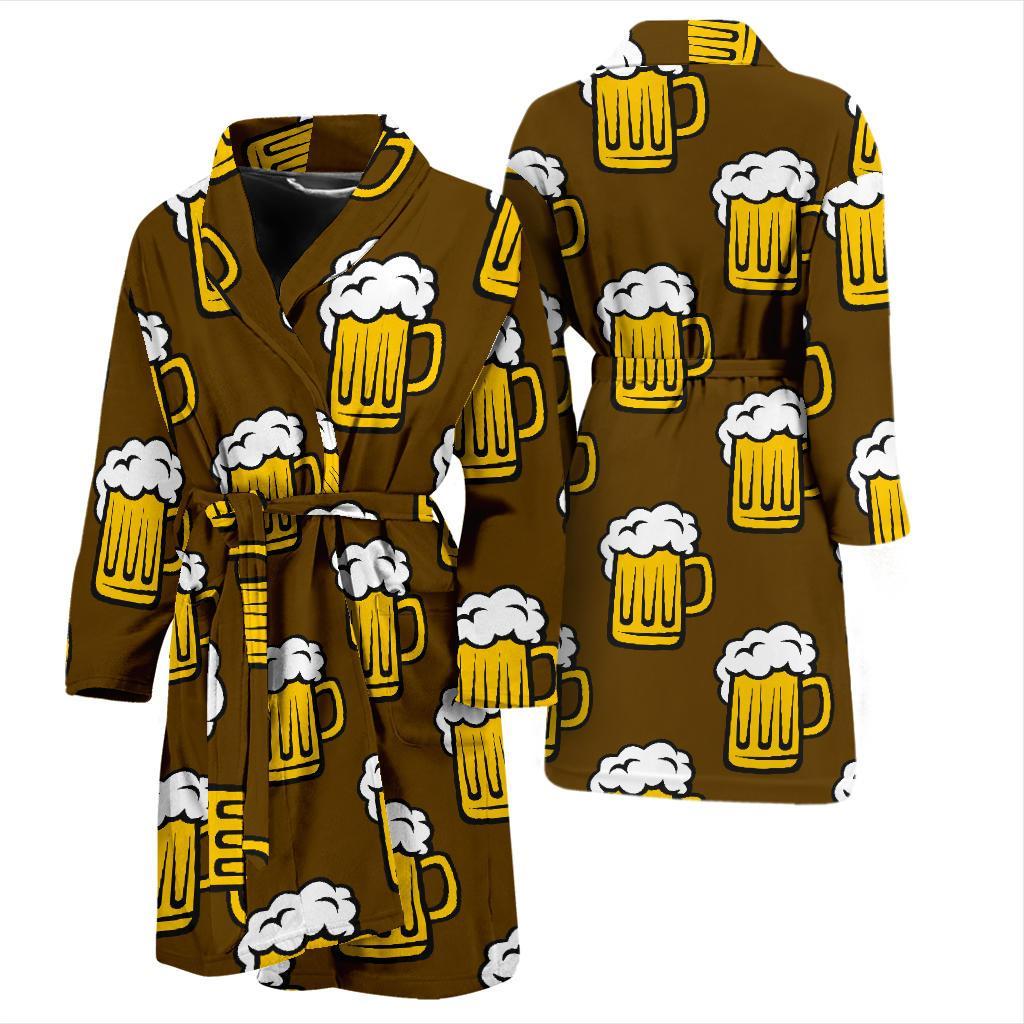 Beer Print Pattern Men Long Robe-grizzshop