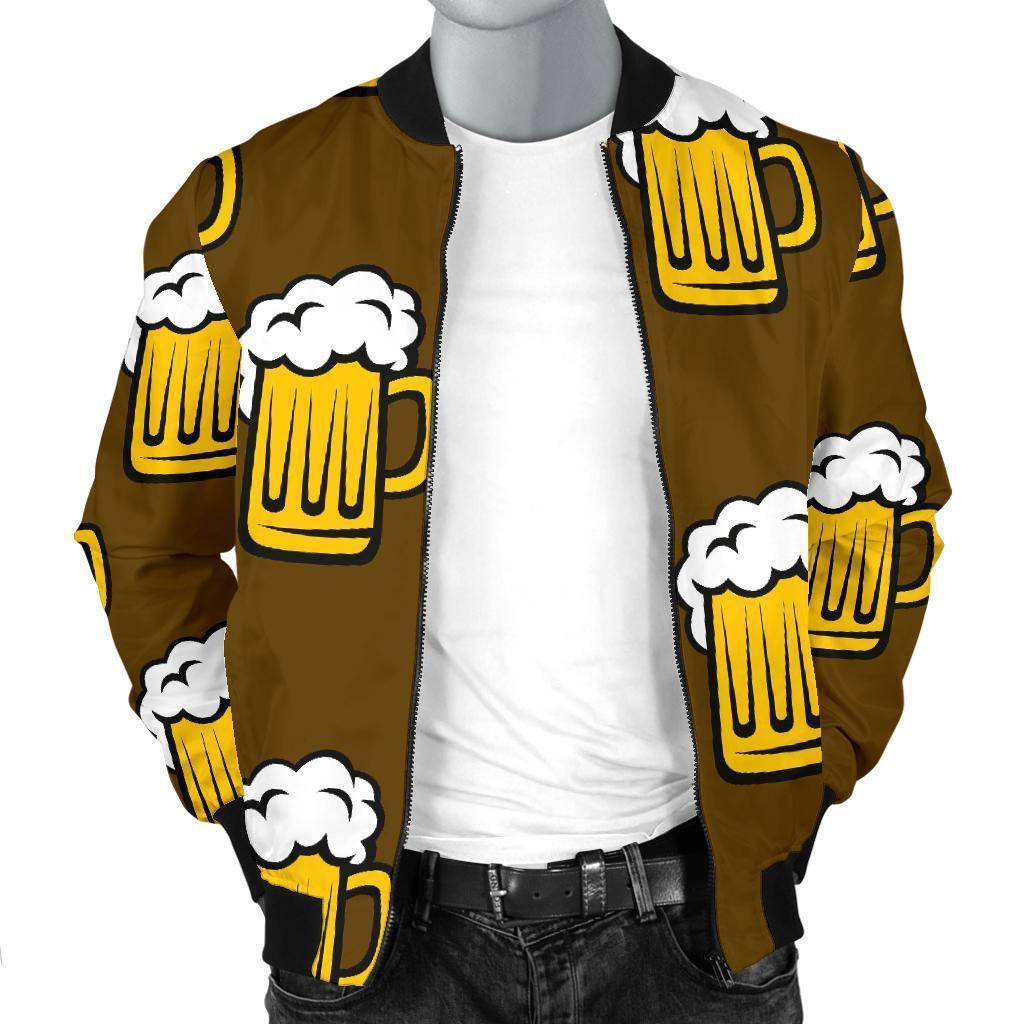 Beer Print Pattern Men's Bomber Jacket-grizzshop