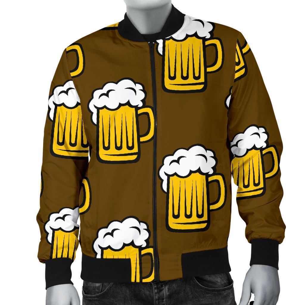 Beer Print Pattern Men's Bomber Jacket-grizzshop