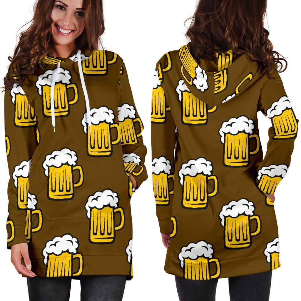 Beer Print Pattern Women Hoodie Dress-grizzshop