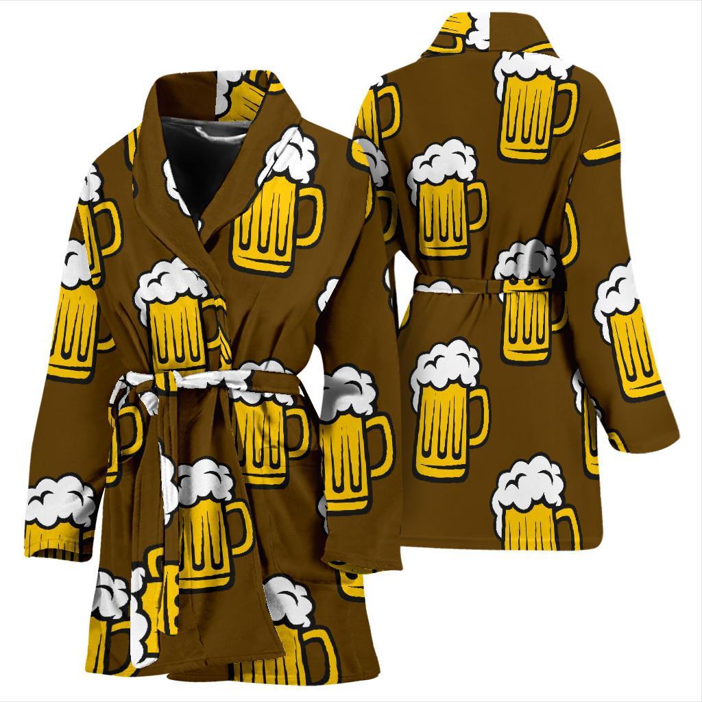 Beer Print Pattern Women Long Robe-grizzshop