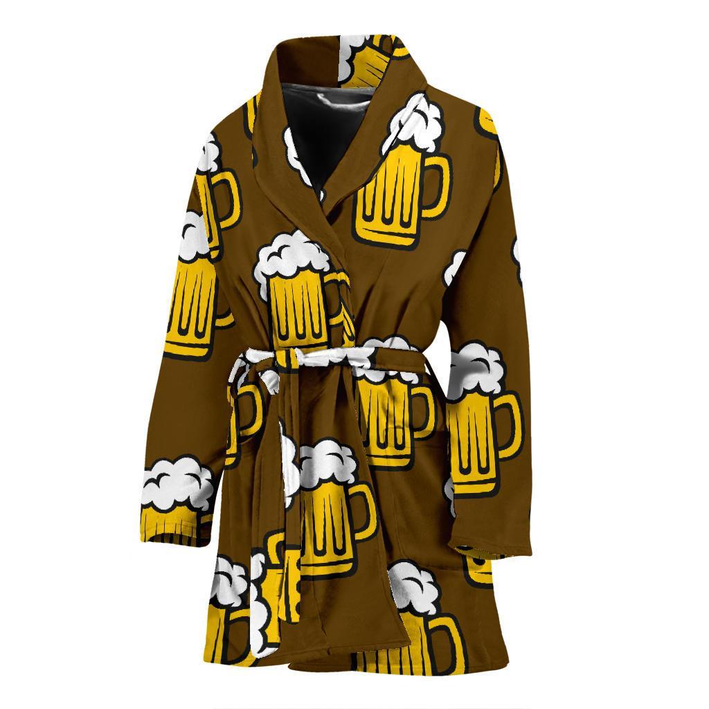 Beer Print Pattern Women Long Robe-grizzshop